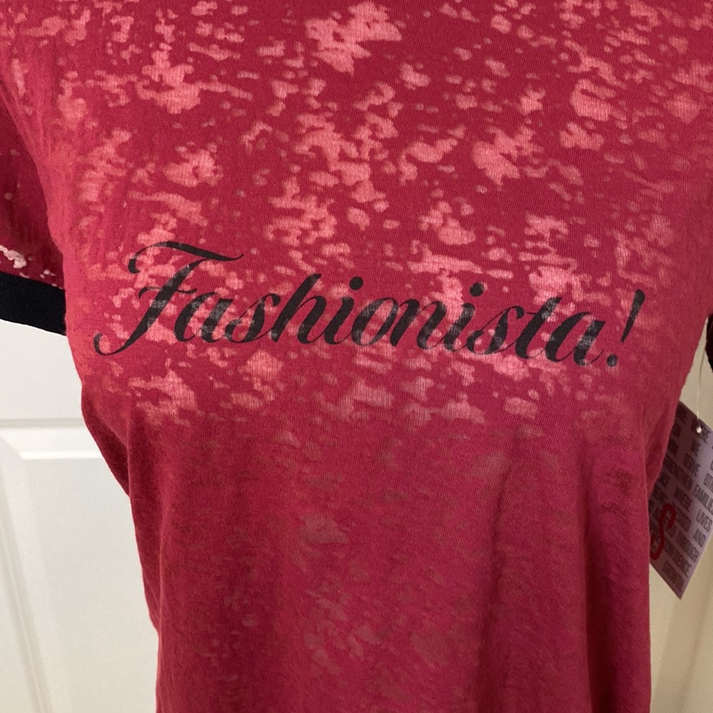 NWT LuLaRoe Liv Tee Small 6-8 Red Burnout Fashionista Graphic Ringer Shirt